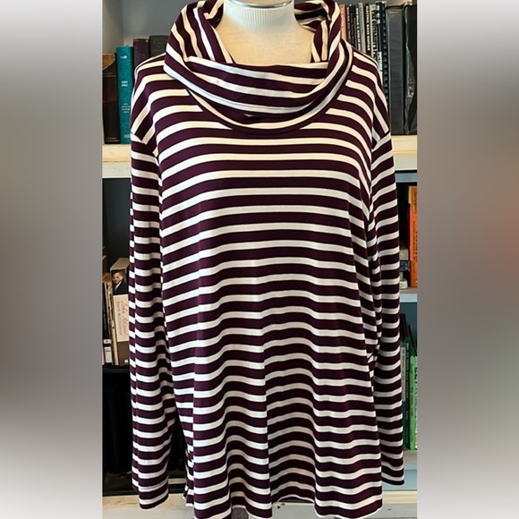 L.L. BEAN 3X COWL NECK STRIPED COTTON SHIRT - Picture 11 of 11